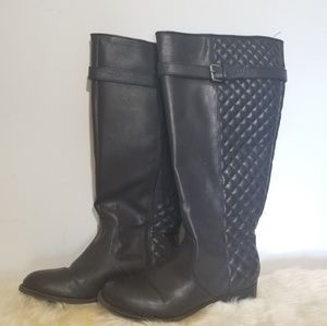 9 Wide Womens Tall Brown Black Boots Quilted
